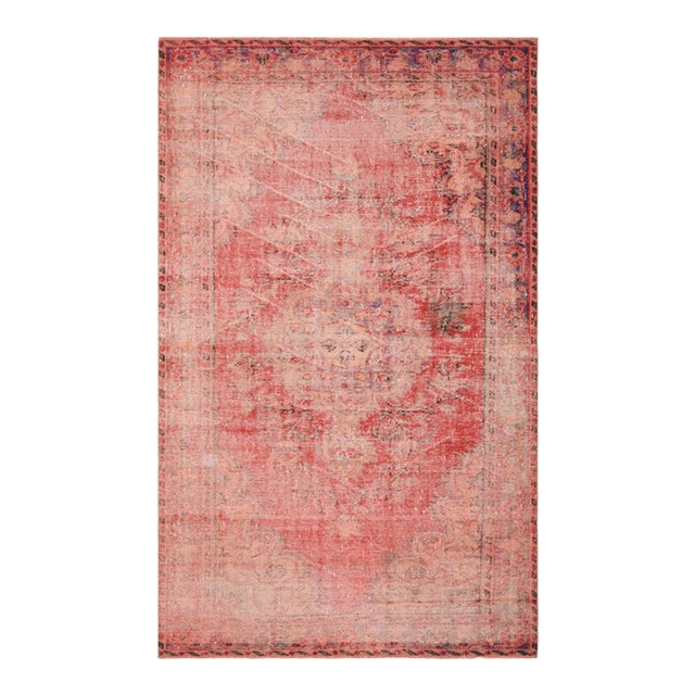 1970s Vintage Handmade Wool Cotton Red Area Rug For Sale