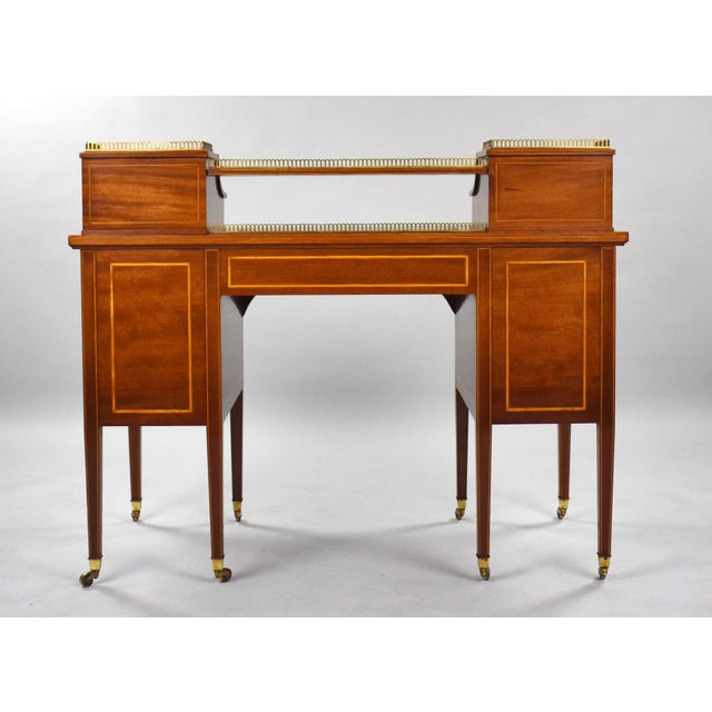 Late 19th Century 19th Century Victorian English Marquetry Inlaid Carlton House Desk For Sale - Image 5 of 18