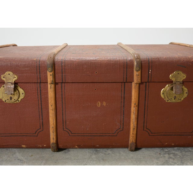 Early 20th Century Art Deco Canvas and Bentwood Steamer Trunk For Sale - Image 10 of 18