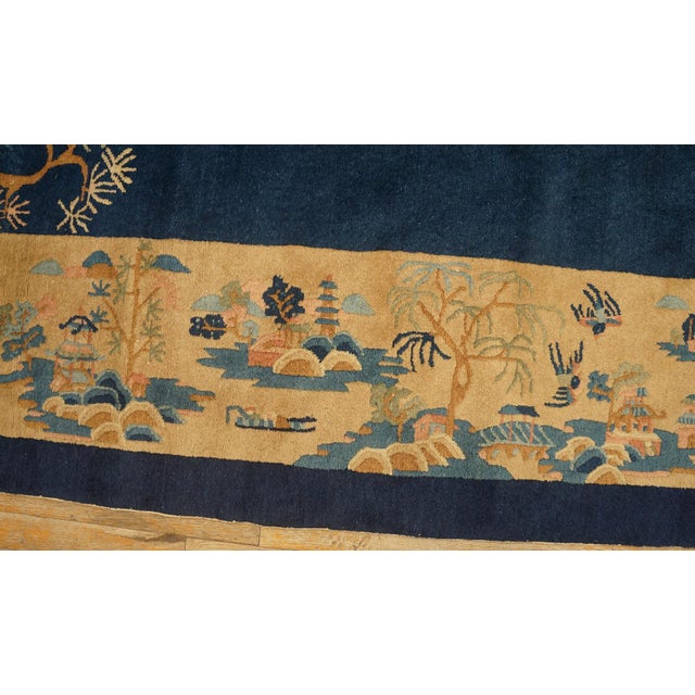 Textile 1920s Navy Open Field With Traditional Motif Repertoire of Chinese Peking Rug For Sale - Image 7 of 8