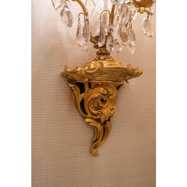 Pair of Vintage 19th Century Gold Gilt Bronze Lighted Wall Sconces For Sale - Image 9 of 12