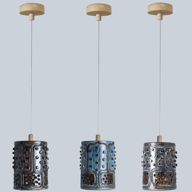 Danush Cylinder Brown Ceramic Pendant, 1970 For Sale - Image 6 of 16
