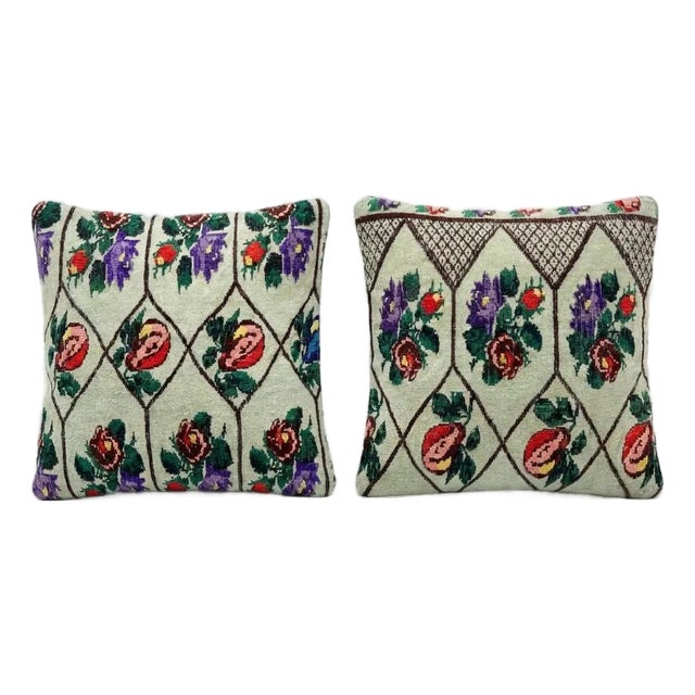 Turkish Wool Kilim Pillow Cover 19'' X 19'' - Set of Two For Sale