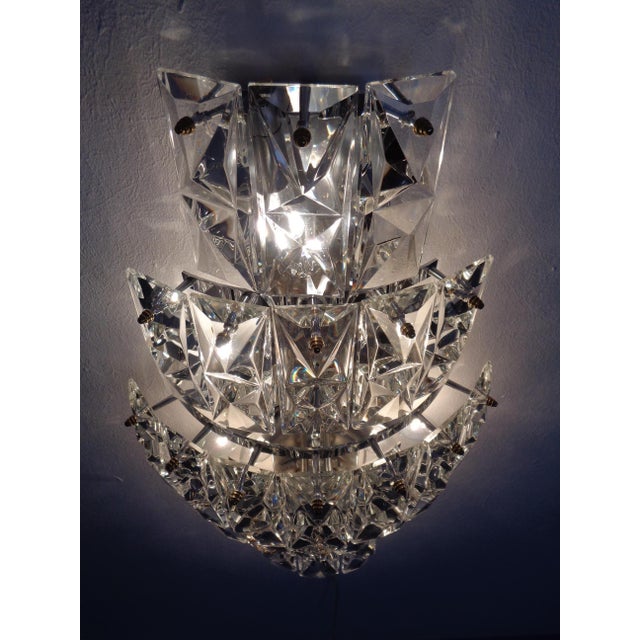 Hollywood Regency Large Crystal Glass Flush Mount from Kinkeldey, Germany, 1970s For Sale - Image 3 of 18