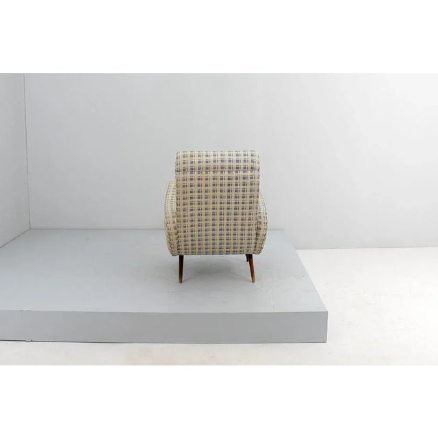 Wood Mid-Century Wood and Fabric Armchair in the style of Marco Zanuso, Italy, 1950s For Sale - Image 7 of 13