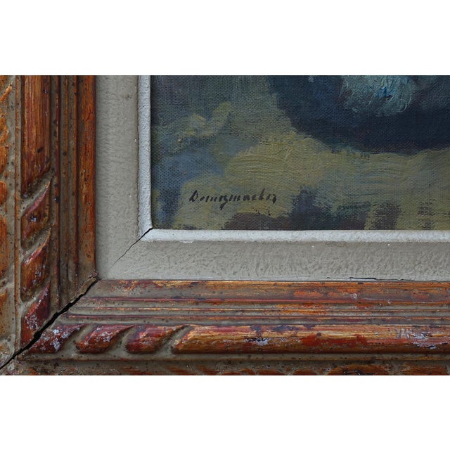 Still Life with Yellow Flowers in a Vase, Ca. 1930-1950, 1920s, Oil on Canvas & Wood For Sale - Image 3 of 11