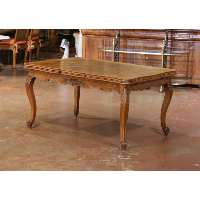 20th Century French Louis XV Oak Parquetry Refectory Dining Table With Leaves For Sale In Dallas - Image 6 of 13
