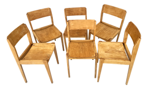 Wooden Windsor Style Chairs, Poland, 1920-1950, Set of 6