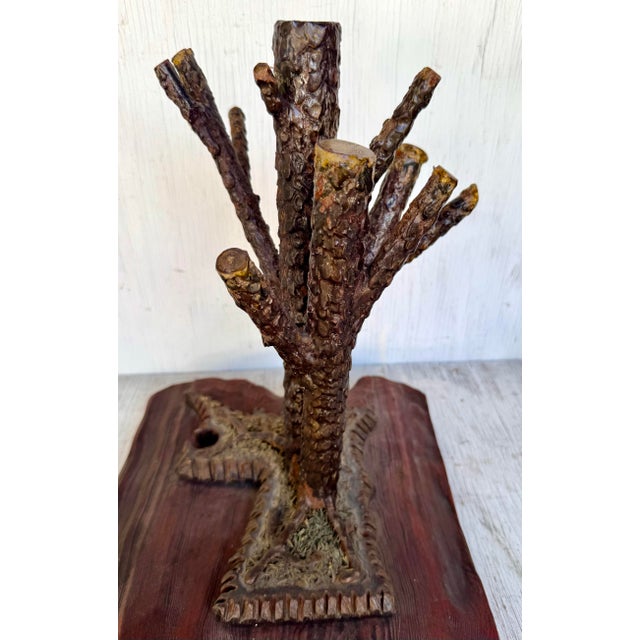 Oxblood Red 20th C. Mid Century Modern Brutalist Brutal Steel Tree Sculpture Lamp Body For Sale - Image 8 of 11
