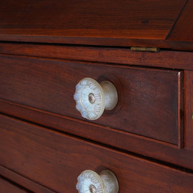 Antique Mahogany Hepplewhite Drop Front Desk with Graduated Drawers For Sale - Image 6 of 12