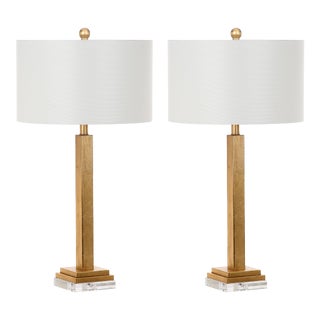 30 Inch H Crystal Base Table Lamp in Gold - a Pair For Sale