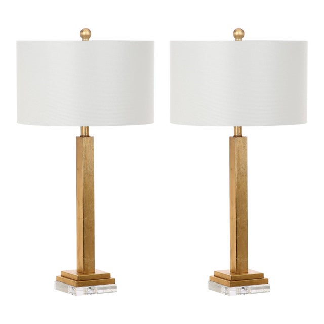 Perri 30" Crystal Base Table Lamp in Gold - a Pair For Sale