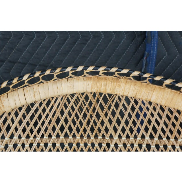 Brown Mid-Century Modern Bamboo & Rattan Peacock Throne Accent Chair Boho Chic MCM For Sale - Image 8 of 18