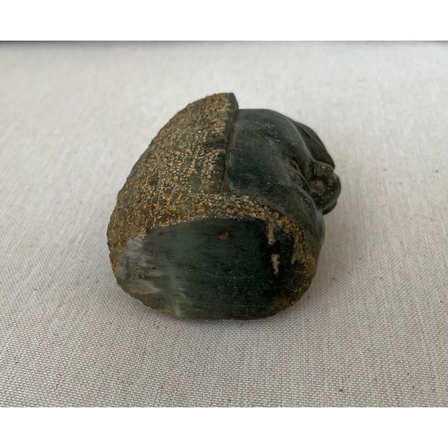 Mid 20th Century Authentic Antique African Sculpture - Green Soapstone - Unique Small Size For Sale - Image 5 of 11