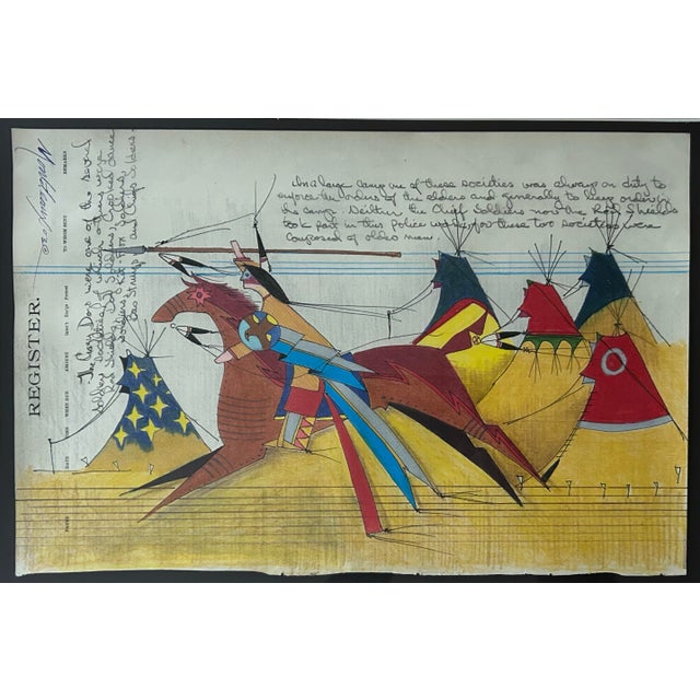 Original Framed Lakota Native American Abstract Drawing “Sicango” by Donald F Montileaux For Sale - Image 4 of 6