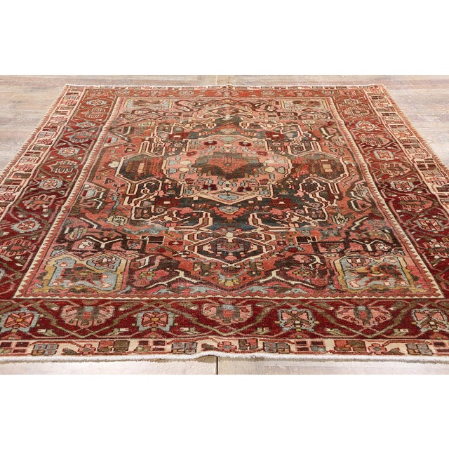 Terra Cotta Antique Persian Bakhtiari Rug, 05'04 X 07'07 For Sale - Image 8 of 14