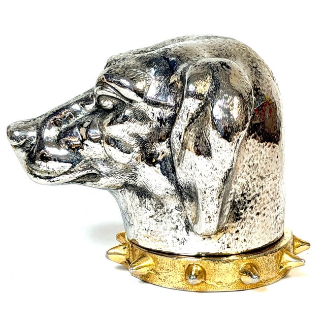 Carole Stupell Silvered & Gilt Bronze Foxhound Box, Signed, Italian Made For Sale - Image 10 of 13