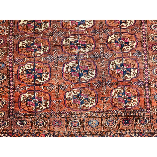 Vintage Turkmen Tekke in Allover Pattern in Red, Navy, Ivory, Yellow, Blue For Sale - Image 11 of 18
