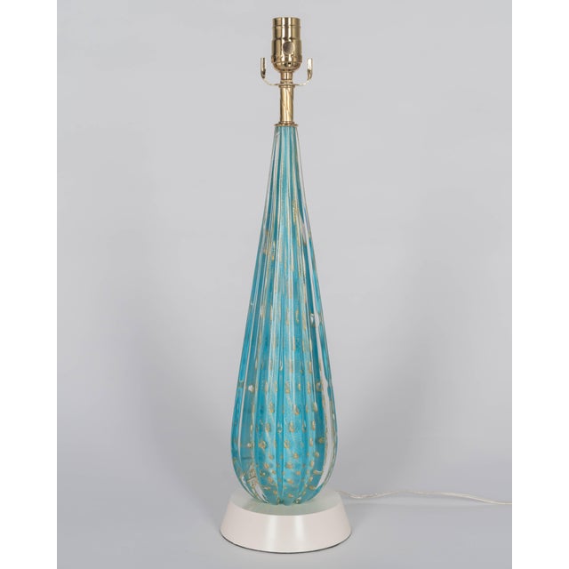 Mid 20th Century Murano Glass Mid Century Blue Barbini Lamp For Sale - Image 5 of 11