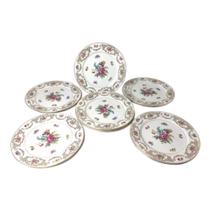 Mid 20th Century Noritake Hand Painted Bone China Service Dinner Plates- Set of 12