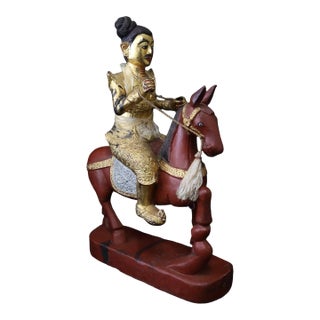 Antique Burmese Statue of Nat on Horseback For Sale