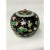 Vintage black melon jar depicting lotus flowers,cranes, and ducks floating along the water. Longevity symbols featured on...
