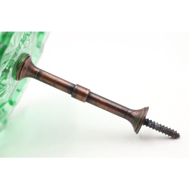 Late 20th Century Pair of Vintage Floral Green Pressed Glass Curtain Tie Backs For Sale - Image 5 of 6