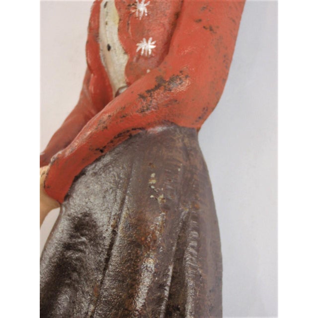 Metal Vintage Mid Century Lady Golfer Painted Doorstop For Sale - Image 7 of 10