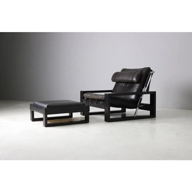 Black Leather Wrapped Coffee Table by Sonja Wasseur, 1977 For Sale - Image 8 of 10