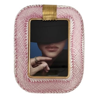 Italian Murano Twist Glass Picture Frame in Pink from Barovier & Toso, 1990s For Sale