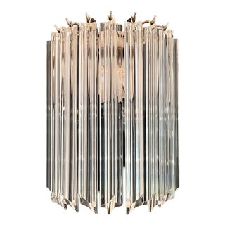 Vintage Clear Murano Glass Quadriedri Wall Sconces, 1990, Set of 2 For Sale