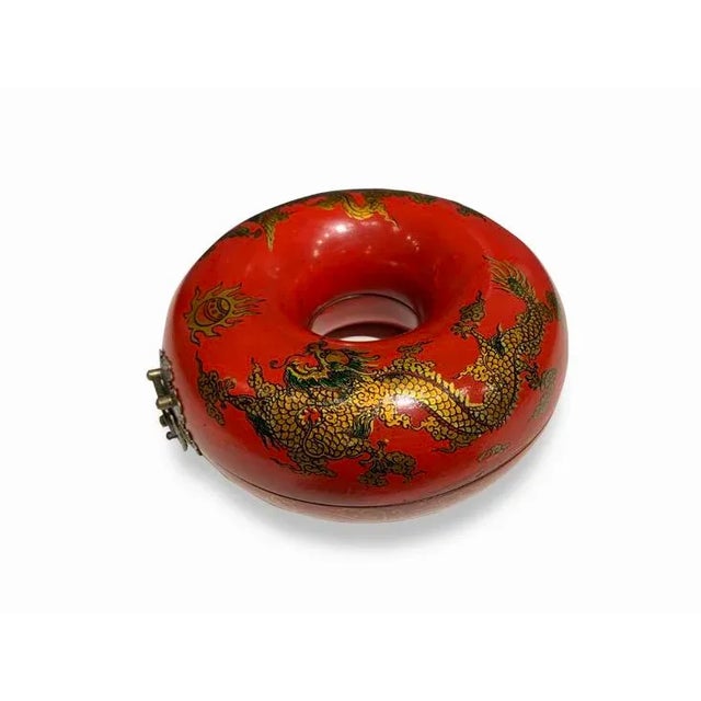 1980s Red Medium Donut Jewelry Box For Sale - Image 4 of 7
