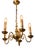 Vintage Brass Five-Arm Chandelier For Sale