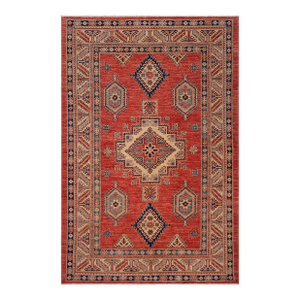 Rustic Super Kazak Rust/Beige Wool Rug - 5'4'' X 7'7''