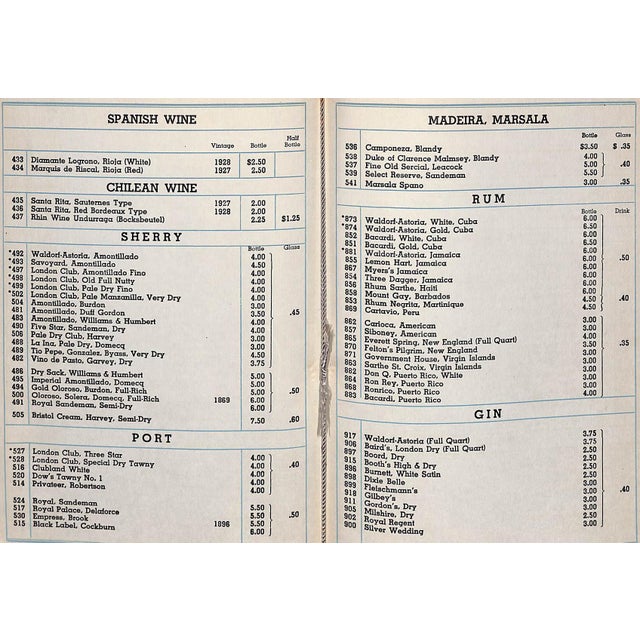 "Wine List: The Waldorf Astoria" Book 1938 For Sale In New York - Image 6 of 11