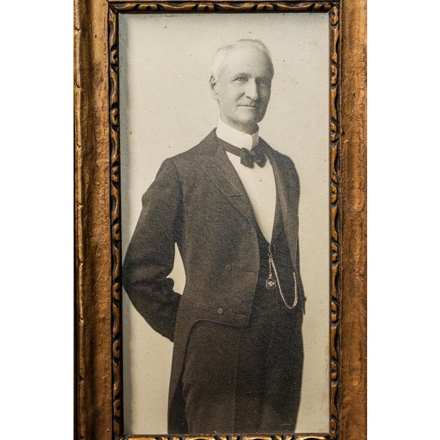 Art Deco Handsome Man Tuxedo Gilded Age Framed Antique Original Portrait Photograph For Sale - Image 3 of 13