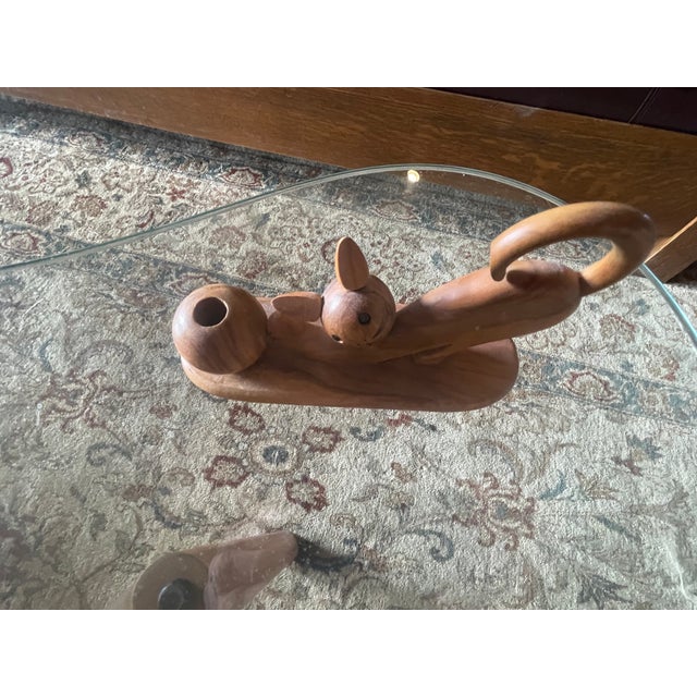 Mid-Century Modern Mid 20th Century Italian Wooden Cat With Ball Pen Holder For Sale - Image 3 of 6