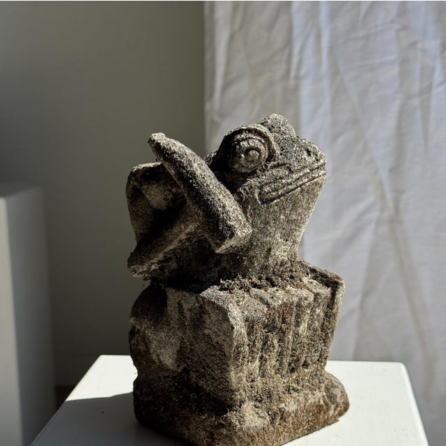 Small Balinese Limestone Frog Sculpture with Metallophone For Sale - Image 12 of 17