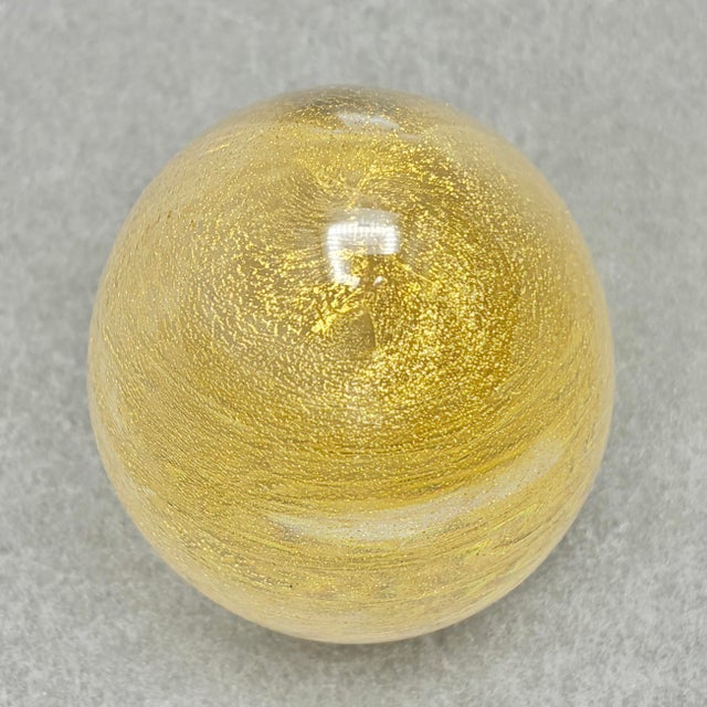 Vintage Murano Italy Gold Aventurine Art Glass Paperweight For Sale In New York - Image 6 of 9