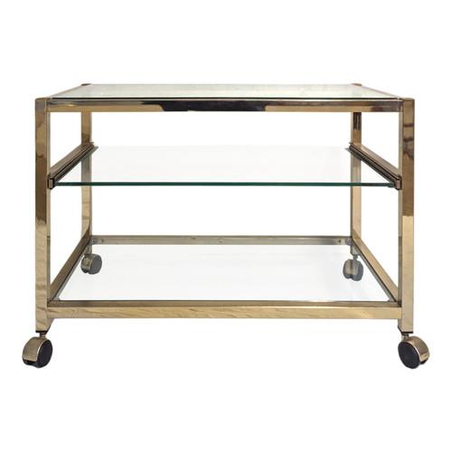 Metal Vintage Brass Bar Cart For Sale - Image 7 of 7