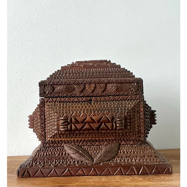 Vintage Boho Monumental Tramp Art Box For Sale - Image 12 of 12
