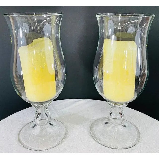 Transparent Modern Clear Glass Candleholder or Vase, a Pair For Sale - Image 8 of 10