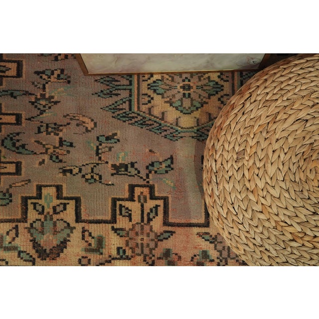 1970s Vintage Turkish Handmade Wool Cotton Brown Area Rug For Sale - Image 11 of 12