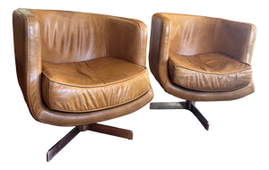 Flamant Swivel Chairs in Cognac Leather, 1970s, Set of 2