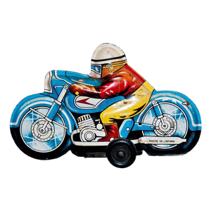 Small Vintage Japanese Motorcyclist Toy, 1960s