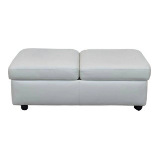 Ekornes Contemporary Leather Double Storage Ottoman / Coffee Table For Sale