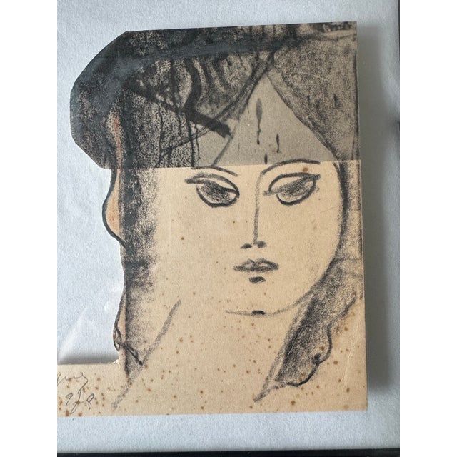 Original 1978 figurative portrait drawing by noted Brazilian artist Augusto Rodrigues (1913–1993). The work depicts a...