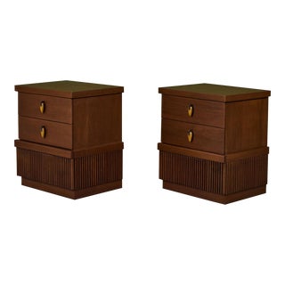 Pair of American of Martinsville Walnut Nightstands For Sale
