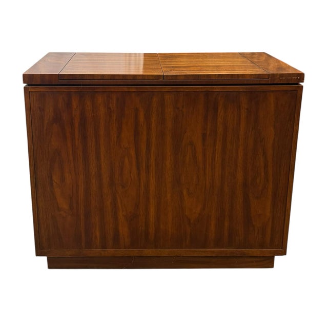 Vintage Drexel Heritage Accolade II Collection Campaign Style Walnut Server / Sideboard For Sale - Image 10 of 12