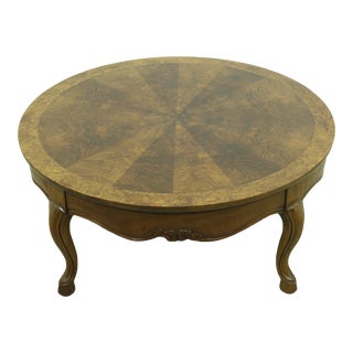 Baker Round Walnut Coffee or Cocktail Table For Sale